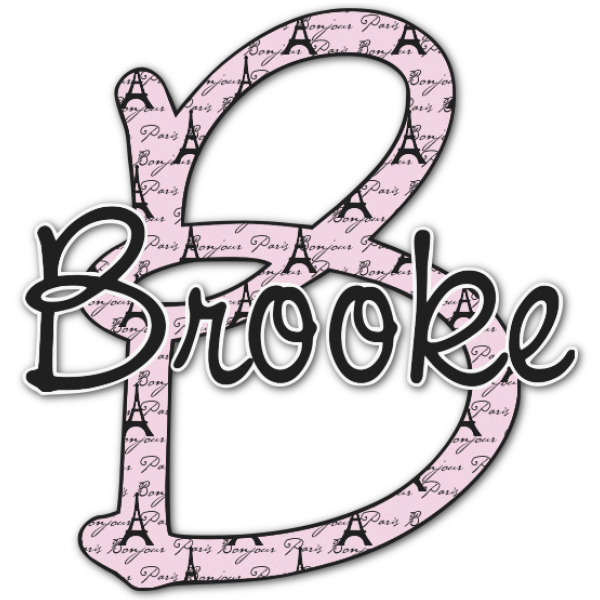 Custom Paris Bonjour and Eiffel Tower Name & Initial Decal - Custom Sized (Personalized)