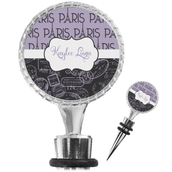 Custom Paris Bonjour and Eiffel Tower Wine Bottle Stopper (Personalized)