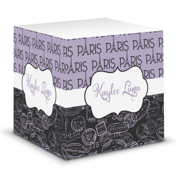 Custom Paris Bonjour and Eiffel Tower Sticky Note Cube (Personalized)