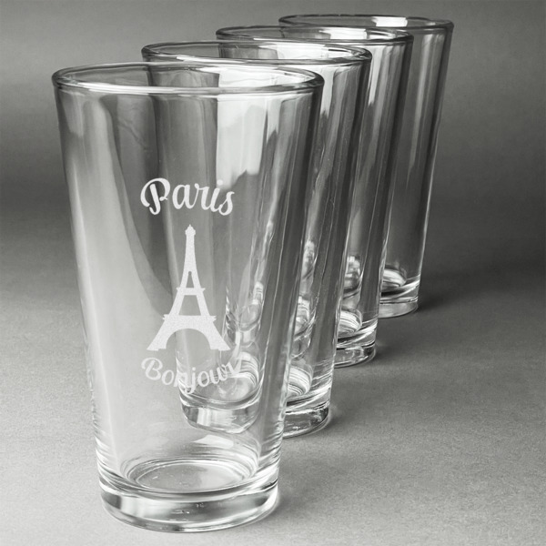 Custom Design - Set of Four Engraved Pint Glasses - Set View