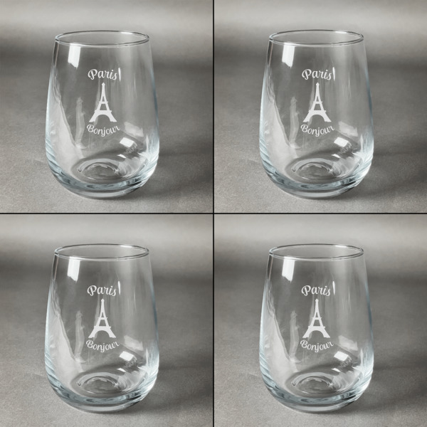 Custom Design - Set of Four Personalized Stemless Wineglasses (Approval)
