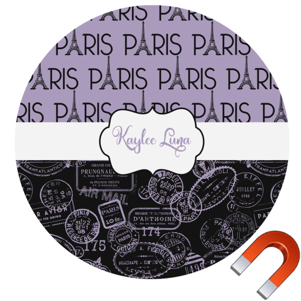Custom Paris Bonjour and Eiffel Tower Car Magnet (Personalized)