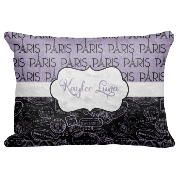 Custom Paris Bonjour and Eiffel Tower Decorative Baby Pillowcase - 16"x12" (Personalized)