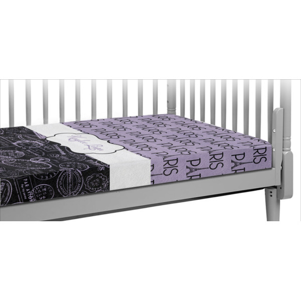 Custom Paris Bonjour and Eiffel Tower Crib Fitted Sheet (Personalized)