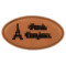 Paris Bonjour and Eiffel Tower Leatherette Oval Name Badge with Magnet (Personalized)