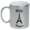 Paris Bonjour and Eiffel Tower Metallic Silver Mug (Personalized)