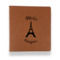 Paris Bonjour and Eiffel Tower Leather Binder - 1" - Rawhide (Personalized)