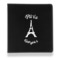 Paris Bonjour and Eiffel Tower Leather Binder - 1" - Black (Personalized)