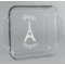 Paris Bonjour and Eiffel Tower Glass Cake Dish - 8in x 8in (Personalized)