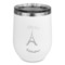Paris Bonjour and Eiffel Tower Stemless Stainless Steel Wine Tumbler - White - Single Sided (Personalized)