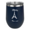 Paris Bonjour and Eiffel Tower Stemless Stainless Steel Wine Tumbler - Navy - Single Sided (Personalized)
