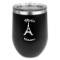Paris Bonjour and Eiffel Tower Stemless Stainless Steel Wine Tumbler - Black - Double Sided (Personalized)