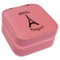 Paris Bonjour and Eiffel Tower Travel Jewelry Boxes - Pink Leather (Personalized)