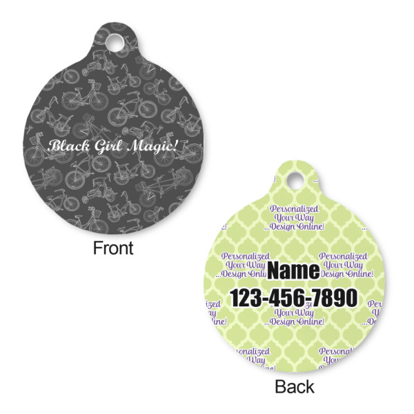Custom Design - Round Pet ID Tag - Small - Front & Back View