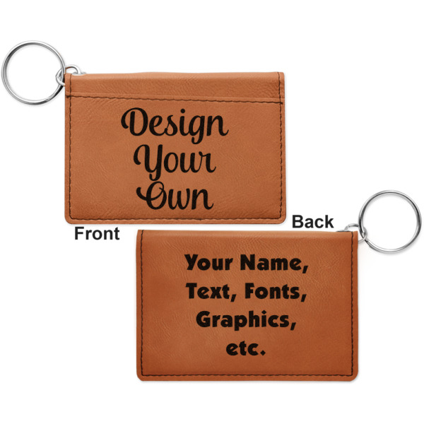 Custom Design - Cognac Leatherette Keychain ID Holders - Front and Back Apvl