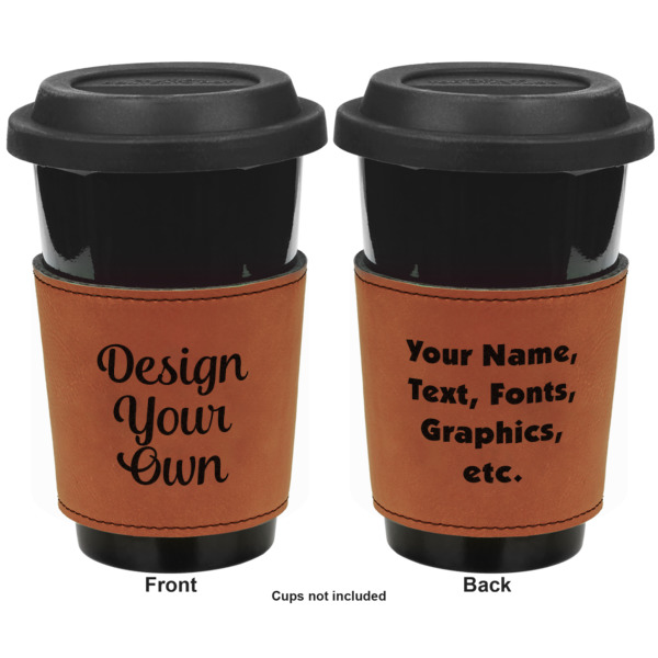 Custom Design - Cognac Leatherette Mug Sleeve - Double Sided Approval