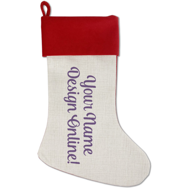 Custom Design Your Own Red Linen Stocking