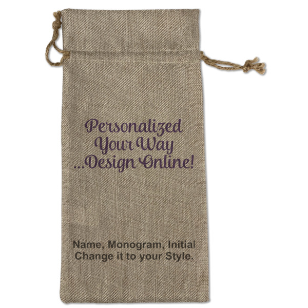 Custom Design - Large Burlap Gift Bags - Front