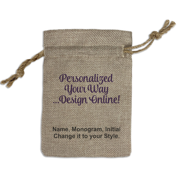Custom Design - Small Burlap Gift Bag - Front