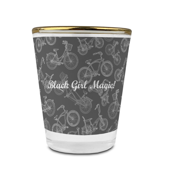 Custom Design - Glass Shot Glass - Gold Rim - Front