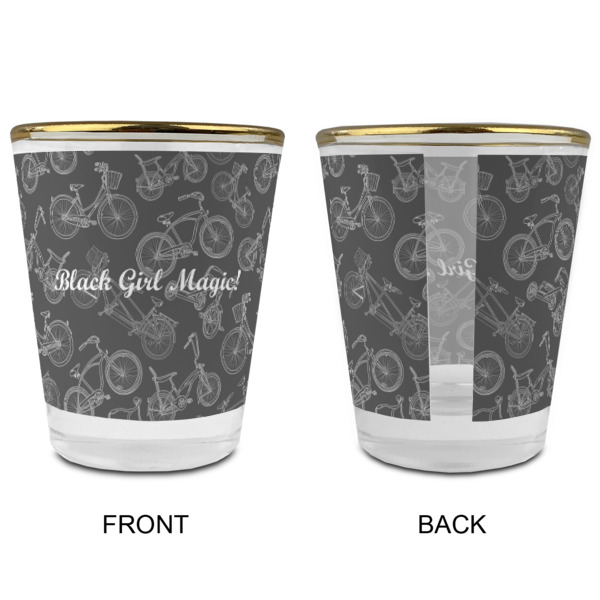 Custom Design - Glass Shot Glass - Gold Rim - Front & Back