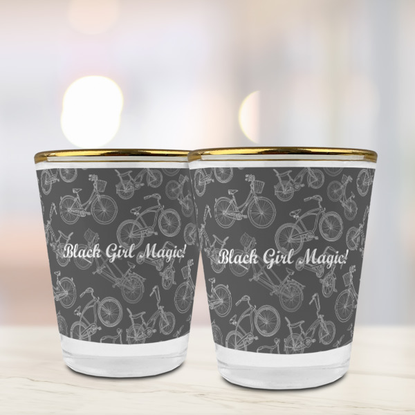 Custom Design - Glass Shot Glass - Gold Rim - Lifestyle