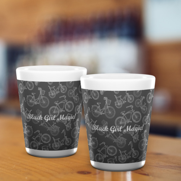 Custom Design - Ceramic Shot Glass - White - Lifestyle