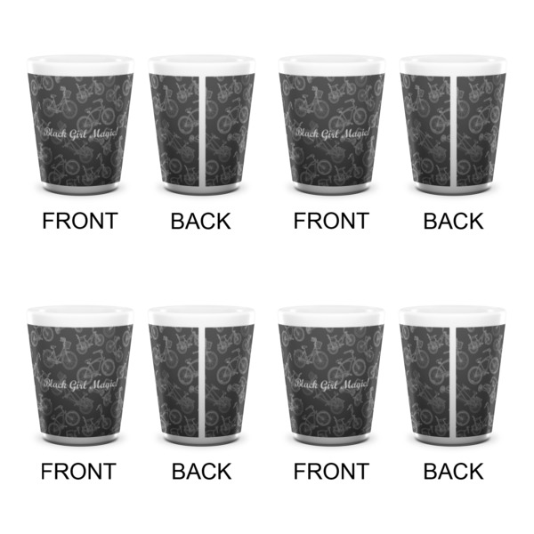 Custom Design - Ceramic Shot Glass - White - Set of 4 - Front & Back