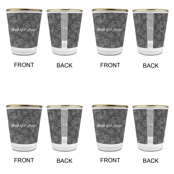 Custom Design - Glass Shot Glass - Gold Rim - Set of 4 - Front & Back