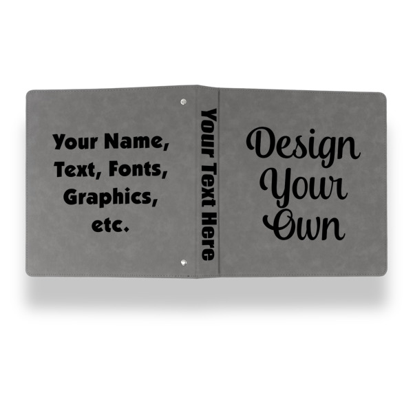 Custom Design - Leather Binder - 1" - Grey - Back Spine Front View