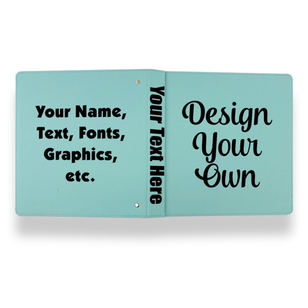 Custom Design - Leather Binder - 1" - Teal - Back Spine Front View