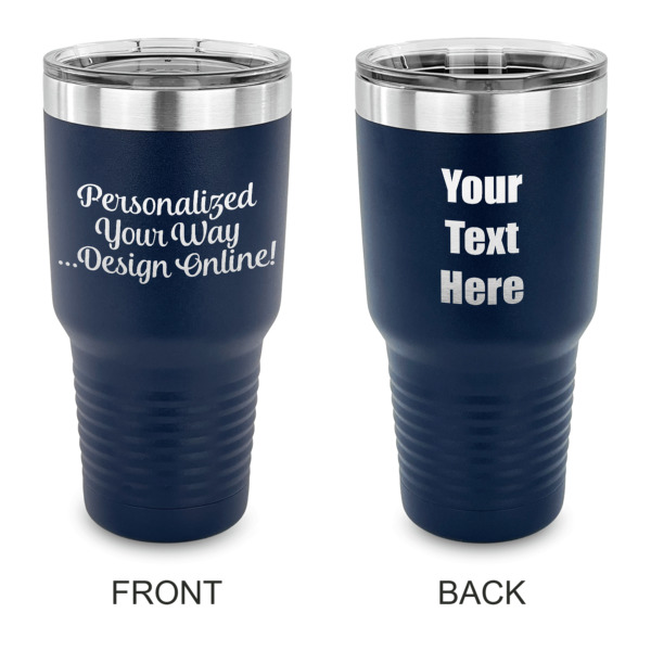 Custom Design Your Own 30 oz Stainless Steel Tumbler - Navy - Double-Sided