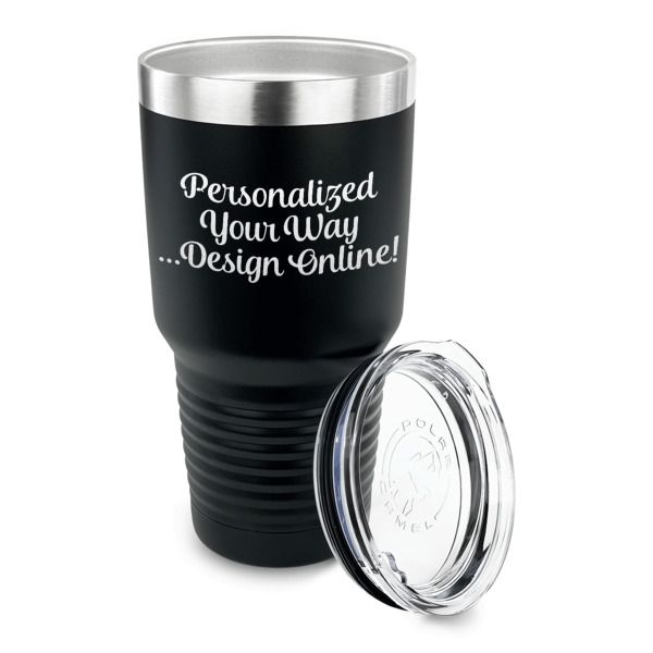 Custom Design - 30 oz Stainless Steel Ringneck Tumblers - Black - LID OFF