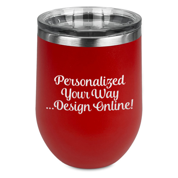 Custom Design Your Own Stemless Stainless Steel Wine Tumbler - Red - Single-Sided