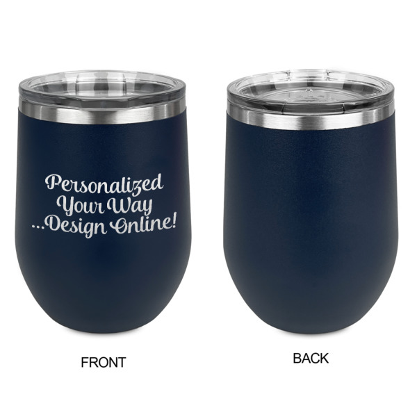 Custom Design - Stainless Wine Tumblers - Navy - Single Sided - Approval