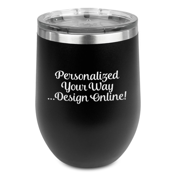 Custom Design Your Own Stemless Stainless Steel Wine Tumbler - Black - Double-Sided