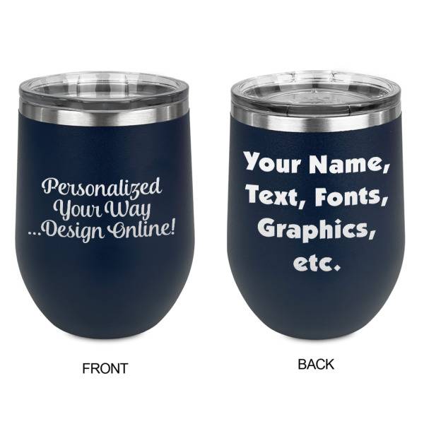 Custom Design - Stainless Wine Tumblers - Navy - Double Sided - Approval