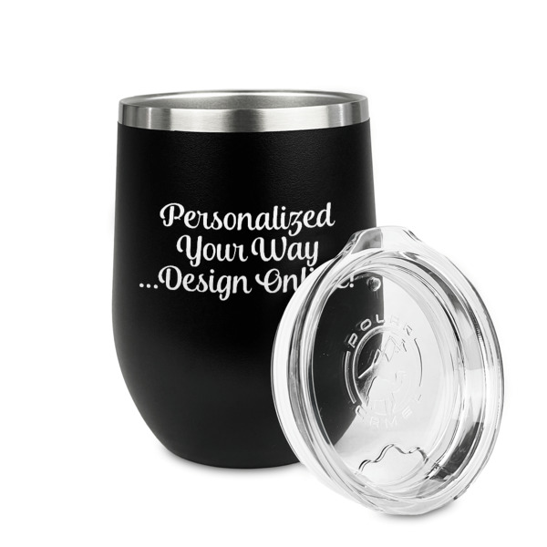 Custom Design - Stainless Wine Tumblers - Black - Single Sided - Alt View