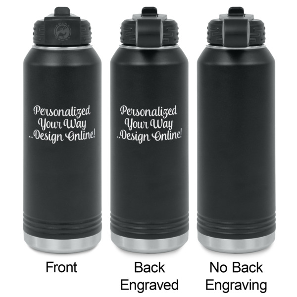 Custom Design - Laser Engraved Water Bottles - 2 Styles - Front & Back View