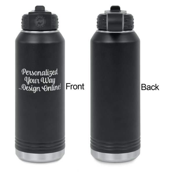 Custom Design - Laser Engraved Water Bottles - Front Engraving - Front & Back View