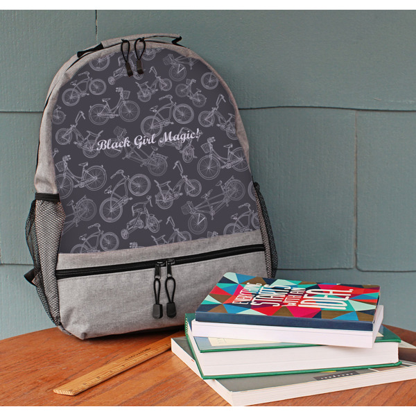 Custom Design - Large Backpack - Gray - On Desk