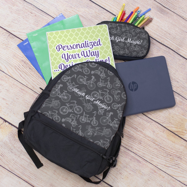 Custom Design - Large Backpack - Black - With Stuff