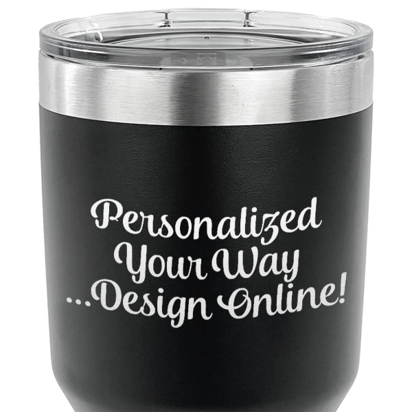 Custom Design - 30 oz Stainless Steel Ringneck Tumbler - Black - CLOSE UP