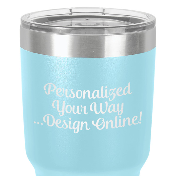 Custom Design - 30 oz Stainless Steel Ringneck Tumbler - Teal - Close Up
