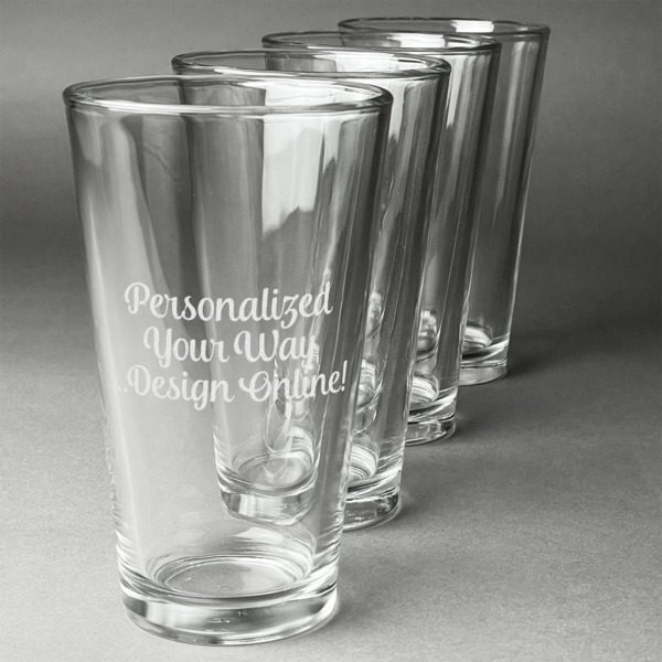 Custom Design - Set of Four Engraved Pint Glasses - Set View