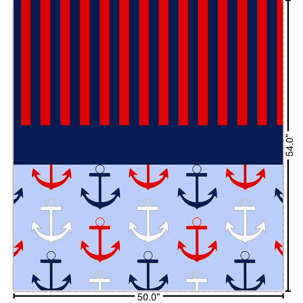 Custom Classic Anchor & Stripes Curtain Panel - Custom Size