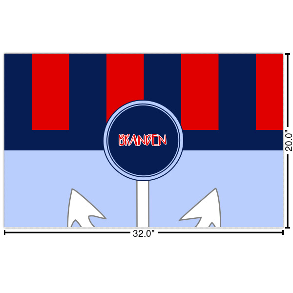 Custom Classic Anchor & Stripes Indoor / Outdoor Rug - Custom Size w/ Name or Text