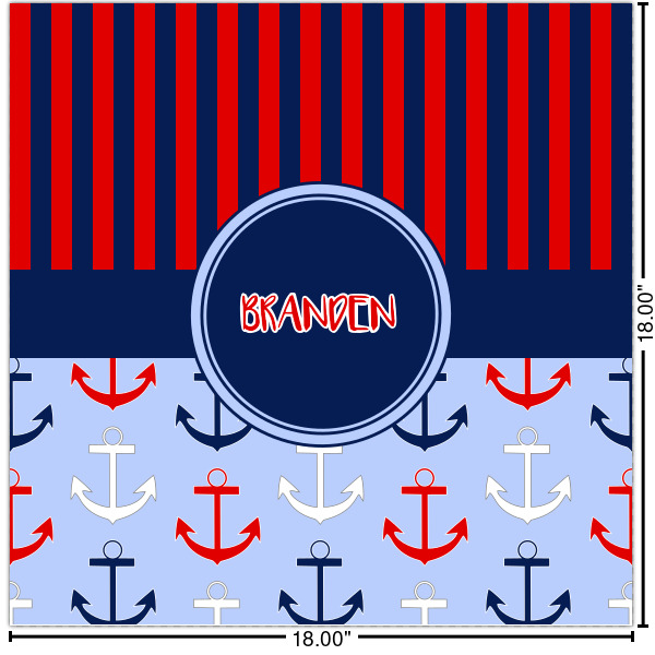 Custom Classic Anchor & Stripes Cabinet Decal - Medium w/ Name or Text