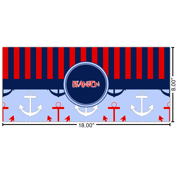 Custom Classic Anchor & Stripes Cabinet Decal - Small w/ Name or Text