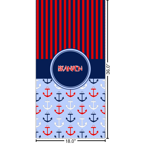 Custom Classic Anchor & Stripes Cabinet Decal - XLarge w/ Name or Text